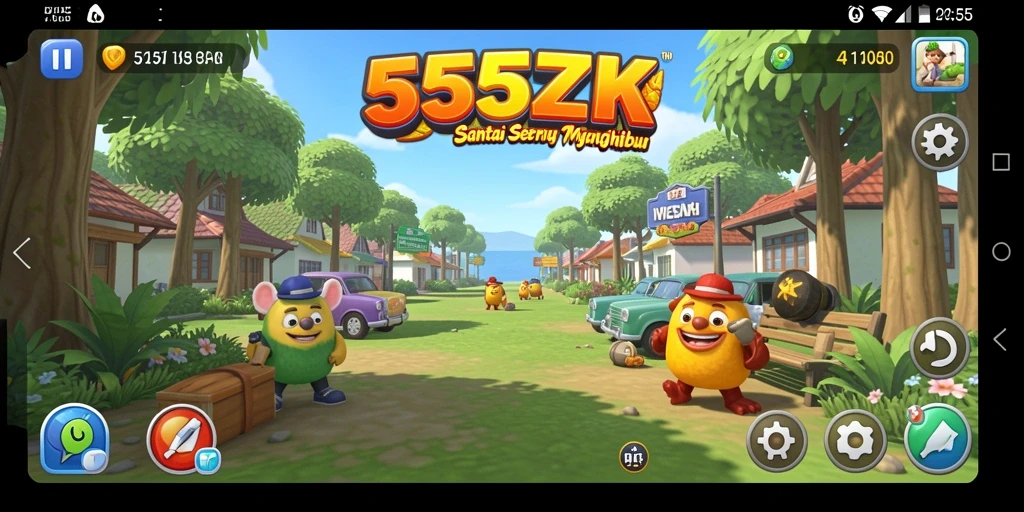 Tampilan gameplay menarik dari 555ZK dengan grafis cerah dan menyenangkan.