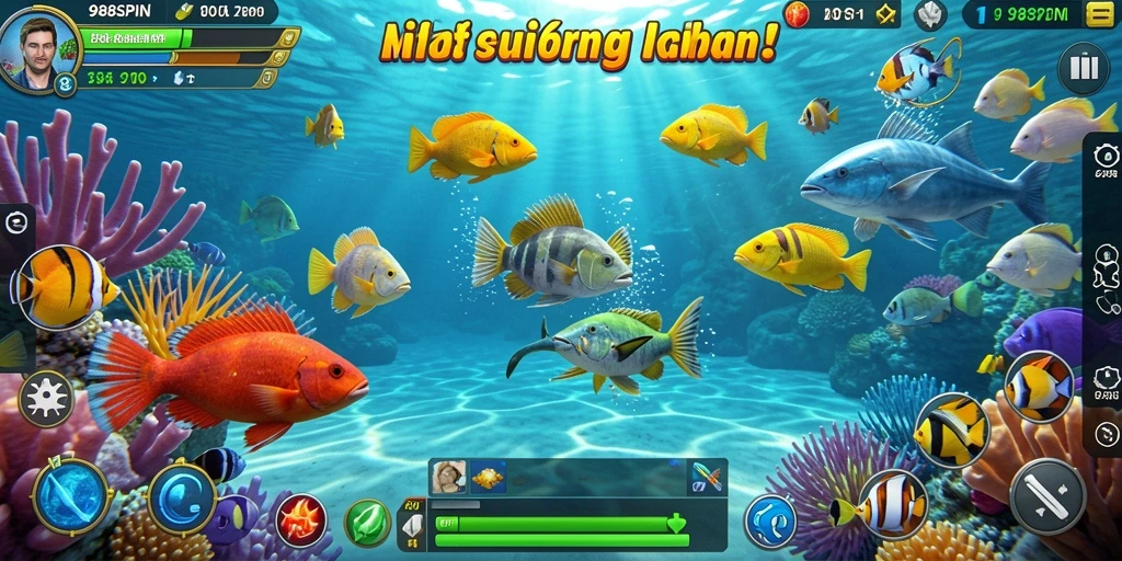Screenshot gameplay <strong>988SPIN</strong> dengan aksi menangkap ikan yang seru.