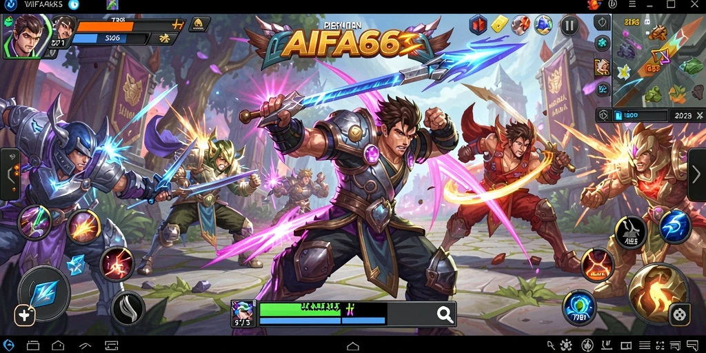 Gameplay AIFA66 yang epik dengan pertarungan tim yang seru.
