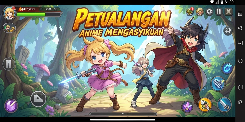 Screenshot menampilkan aksi pertarungan seru dalam game Anime.