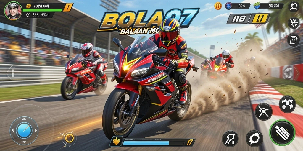Tangkapan layar BOLA07 menampilkan aksi balapan motor yang cepat dan mendebarkan.