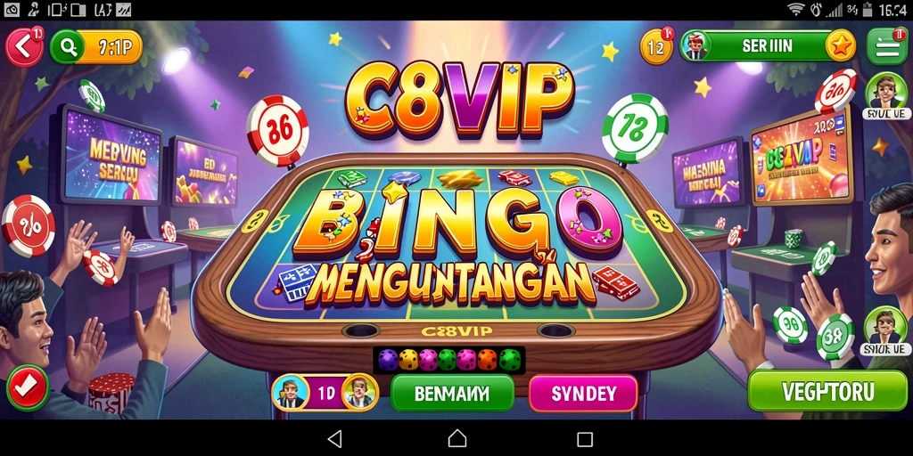 Tampilan gameplay seru C8VIP dengan angka Bingo yang memukau.