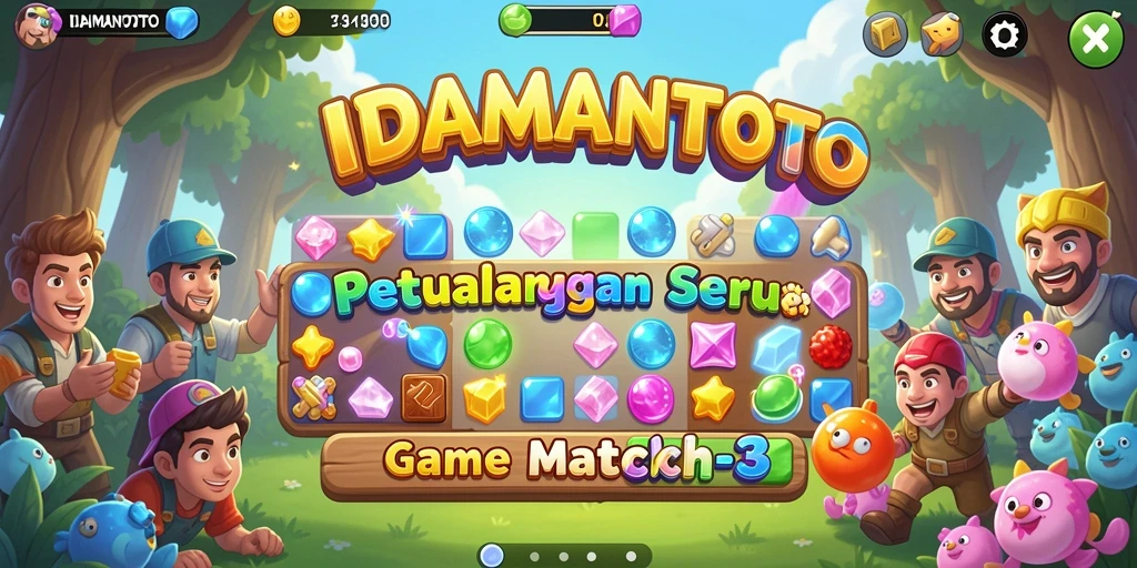 Tampilan gameplay seru di IDAMANTOTO dengan tantangan Match-3.