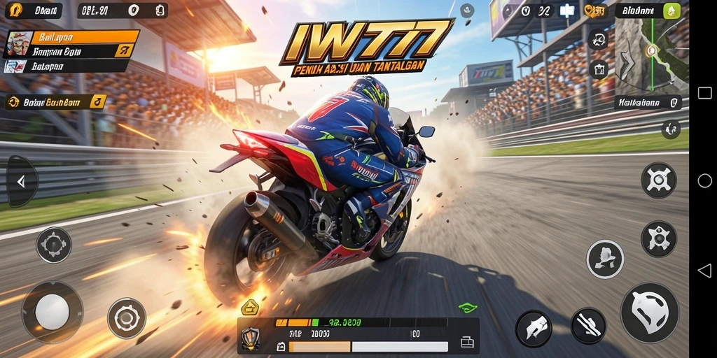 Screenshot IW777 menunjukkan aksi balapan motor yang mendebarkan.