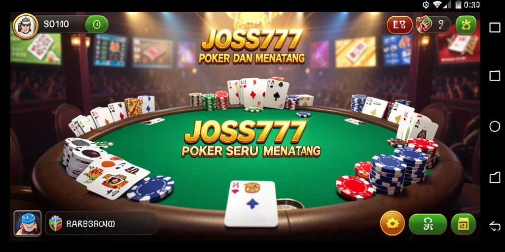Tampilan screenshot JOSS777 menunjukkan gameplay Poker yang menarik dan interaktif.