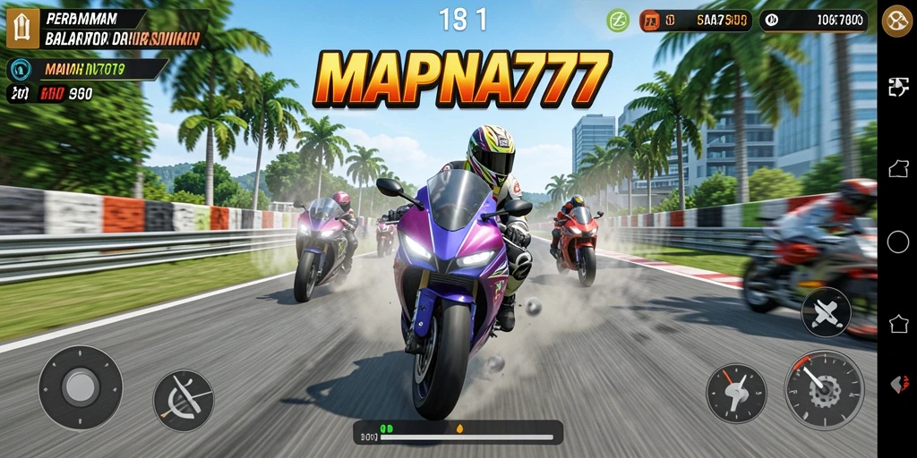 Tampilan gameplay balap motor seru di MAPNA777.
