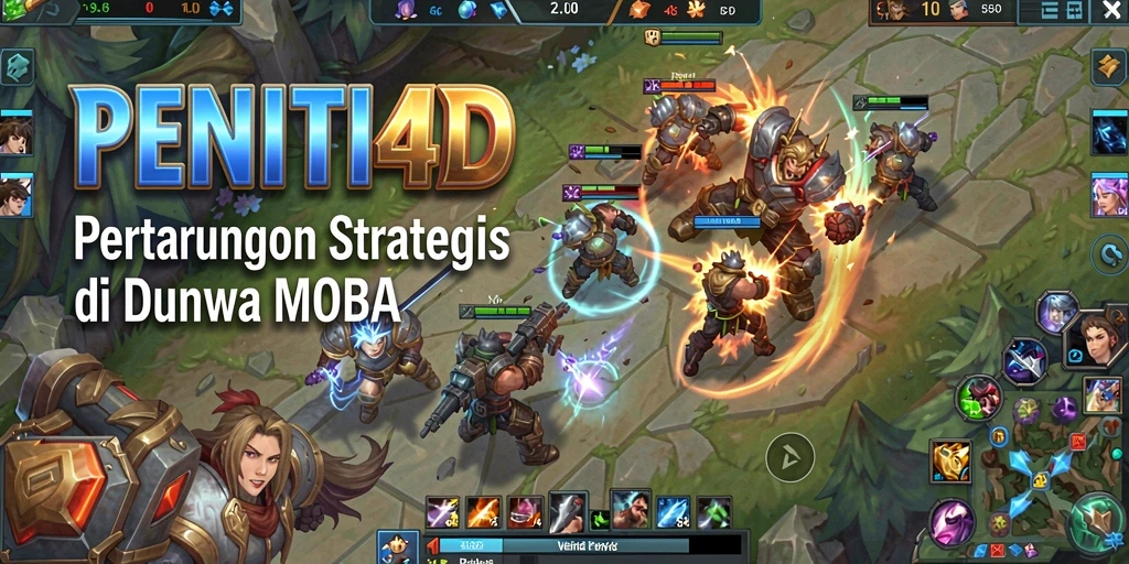 Tampilan seru gameplay PENITI4D dalam pertarungan MOBA.