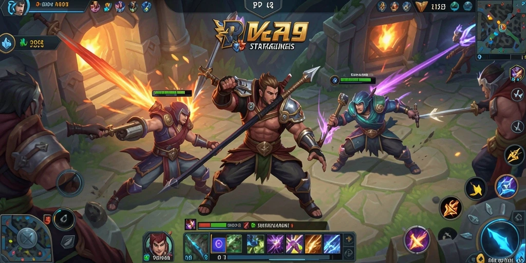 Screenshot utama PPV99 menampilkan aksi intens dalam permainan MOBA.