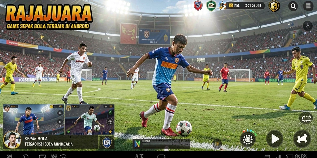 Gameplay seru RAJAJUARA dengan aksi sepak bola yang mendebarkan.