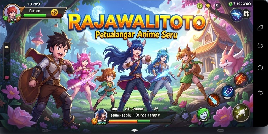 Tampilan gameplay seru dari RAJAWALITOTO dengan karakter Anime.