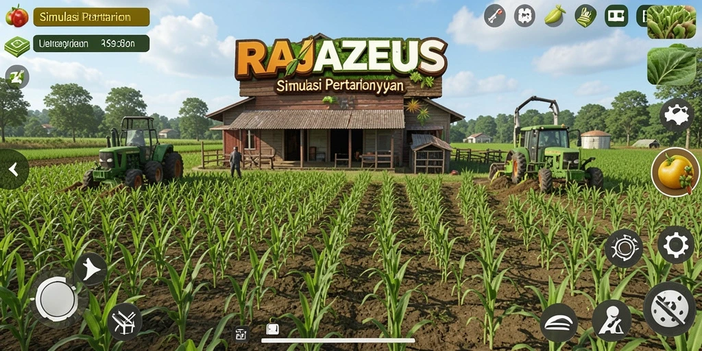 Tampilan gameplay menarik dalam RAJAZEUS saat bertani.