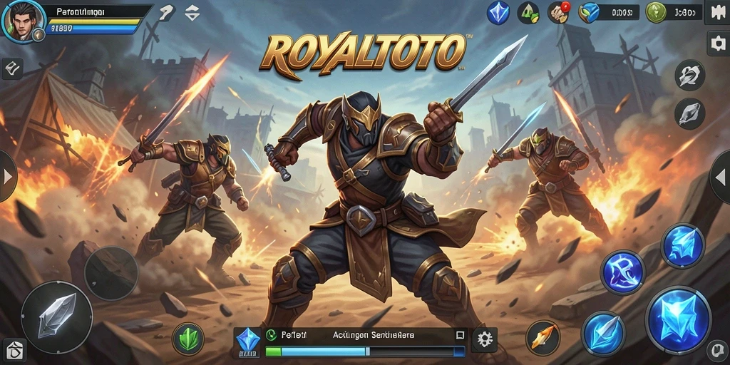 Gameplay ROYALTOTO menunjukkan aksi pertarungan yang mendebarkan.