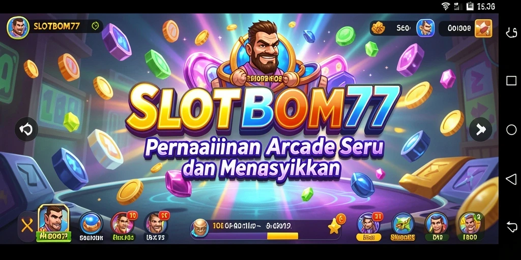 Tampilan gameplay SLOTBOM77 yang seru dan menantang dalam suasana arcade.