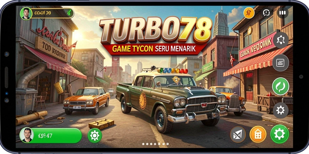 Screenshot gameplay TURBO78 menampilkan aksi bisnis yang seru.