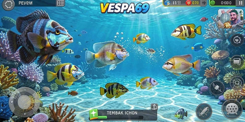Tampilan menarik dari gameplay Tembak Ikan VESPA69.